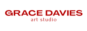 Red text 'GRACE DAVIES art studio' on a white background